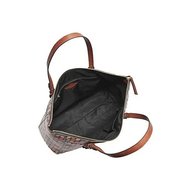 Fossil Rachel Geometric printed PVC Zip VeganTote Multicolor & Key Charm⭐️ - Picture 10 of 17